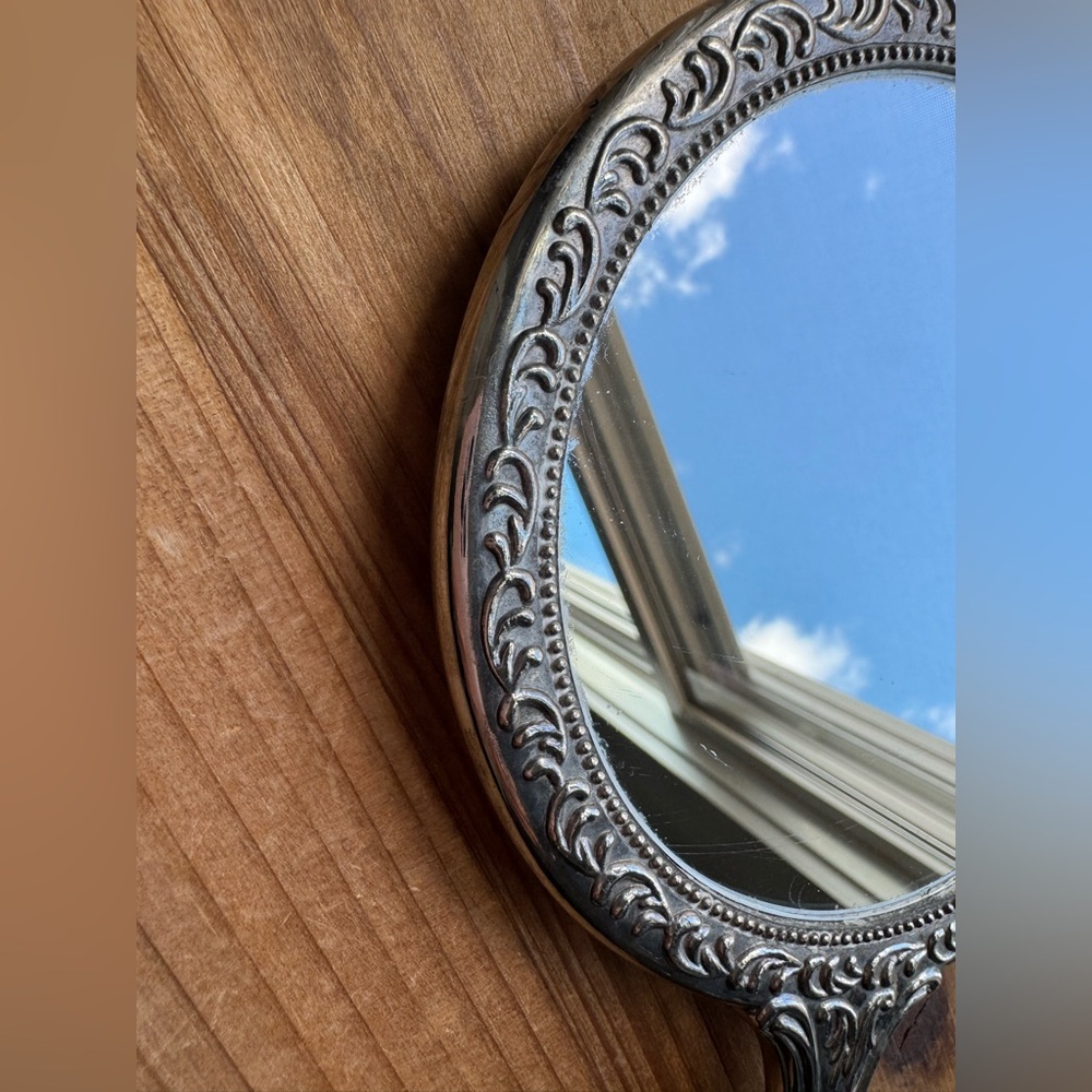 Vintage Sterling Silver plated Hand Vanity Mirror Antique - Picture 6 of 7